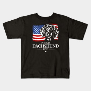 Proud Dachshund Dad American Flag patriotic dog Kids T-Shirt